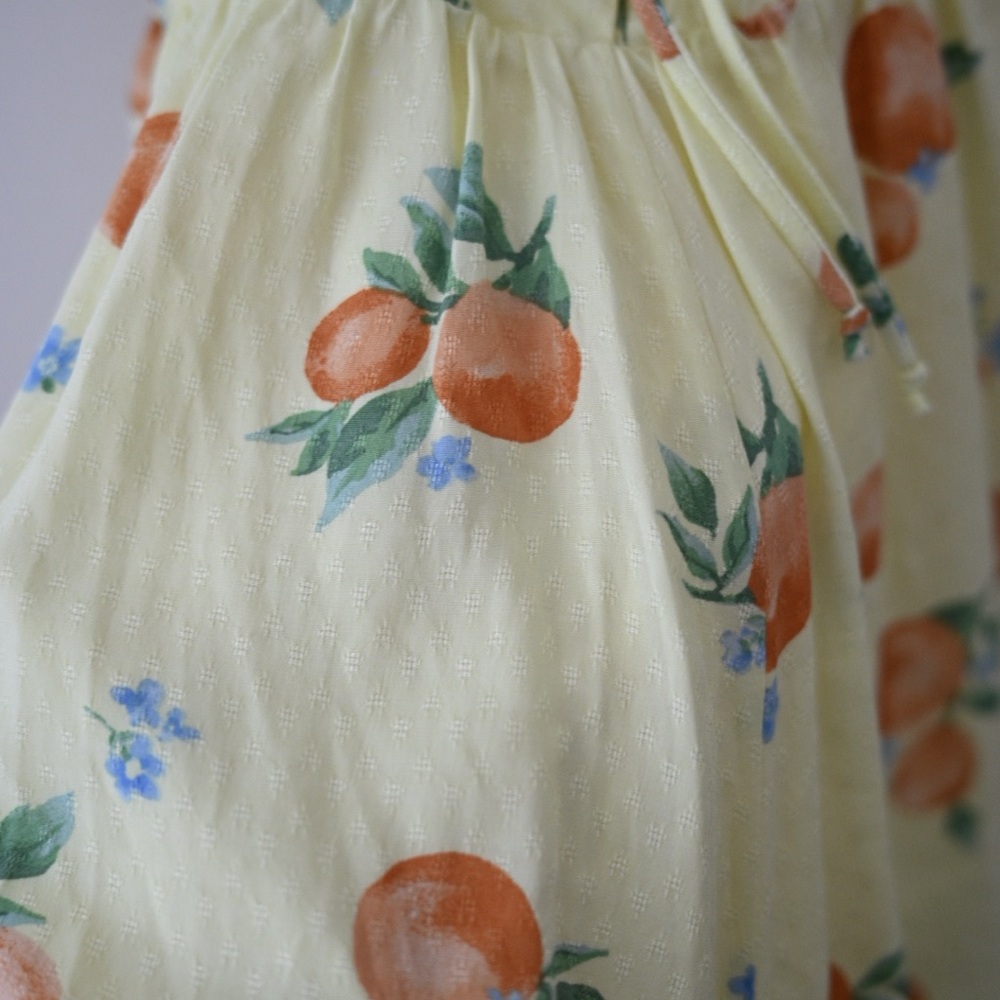 Butter Yellow Romper Size XS Sadie & Sage Orange Blossom Fruit Cottagecore NWOT - Picture 9 of 16